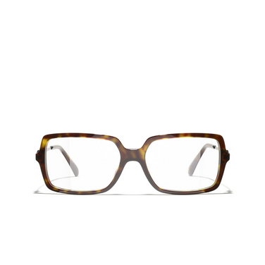 CHANEL rectangle Eyeglasses C714 dark havana - front view