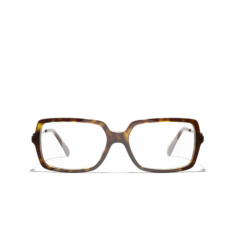 CHANEL rectangle Eyeglasses C714 dark havana