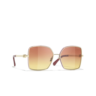 CHANEL quadratische sonnenbrille C41814 pale gold - Dreiviertelansicht