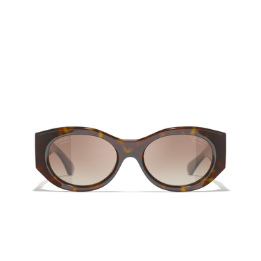 CHANEL oval Sunglasses C714S9 dark havana - front view