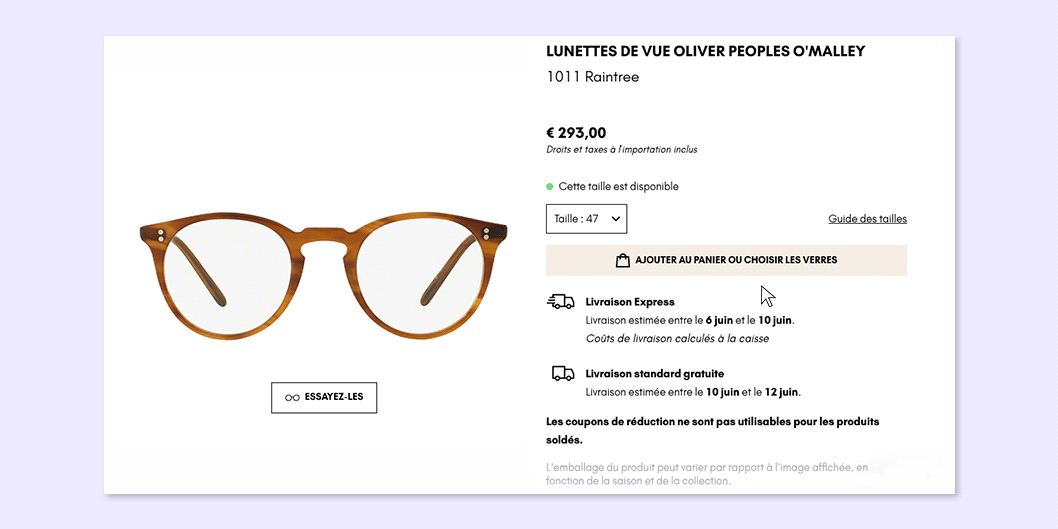 Choisissez le type de monture pour vos lunettes de vue en ligne