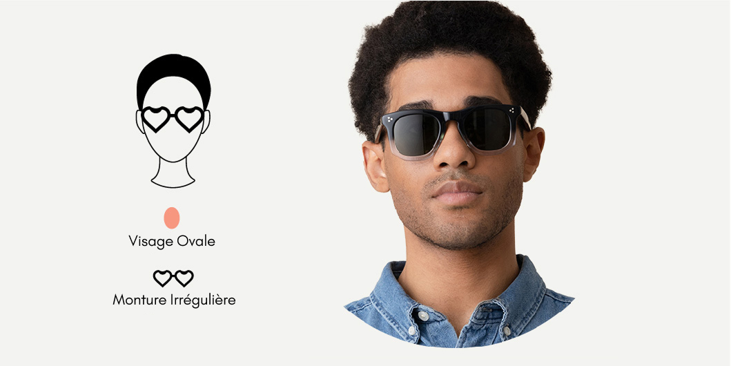 lunettes de soleil irrégulières pour visage ovale