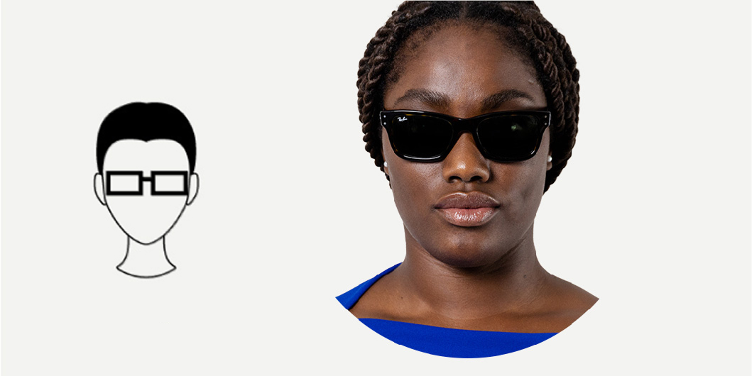 gafas de sol rectangulares para rostro en forma de corazón