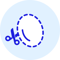 Icon of a lens being cut