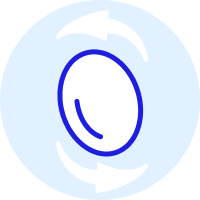 Icon of a lens with revolving arrows