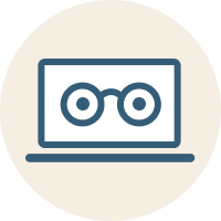  Icon of laptop with glasses on the screen