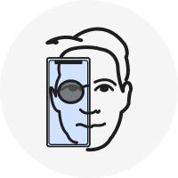 Icône d’une personne utilisant l’essai virtuel sur téléphone