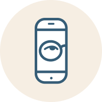 Icon of phone screen with eyeglasses detail