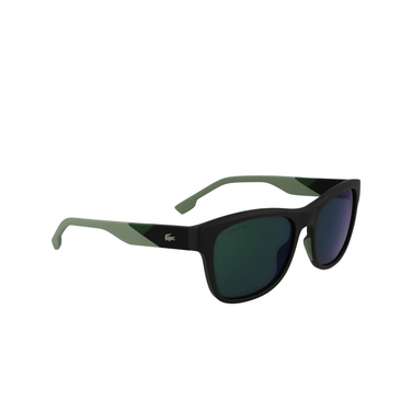 Lacoste L6043S Sunglasses 002 matte black / green mirror - three-quarters view