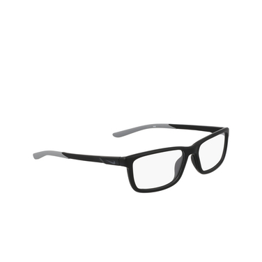 Nike 7292 Eyeglasses 001 matte black / smoke grey - three-quarters view