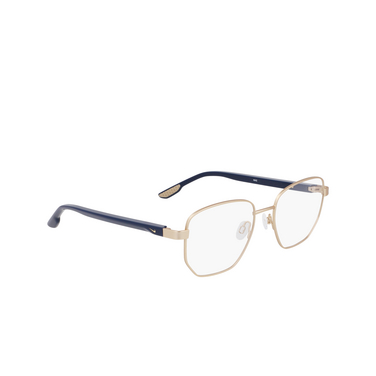 Nike 8400 Eyeglasses 717 satin gold / armory navy - three-quarters view