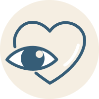 Icon of heart with eye inside