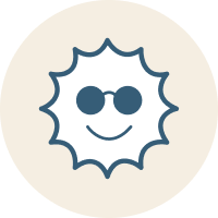 Icon of sun with sunglasses