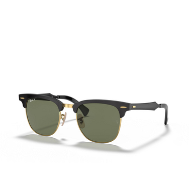 Ray-Ban CLUBMASTER ALUMINUM Sunglasses 136/N5 black on gold - three-quarters view