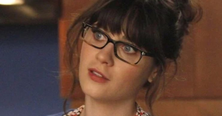Zooey Deschanel in rectangular glasses