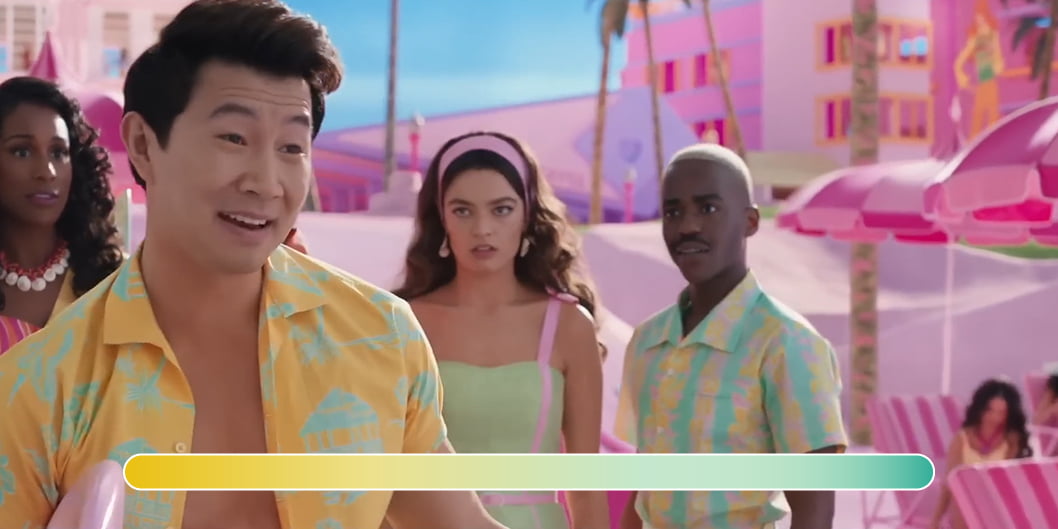 I colori tropicali del look di Ken nel film di Barbie fanno subito estate.