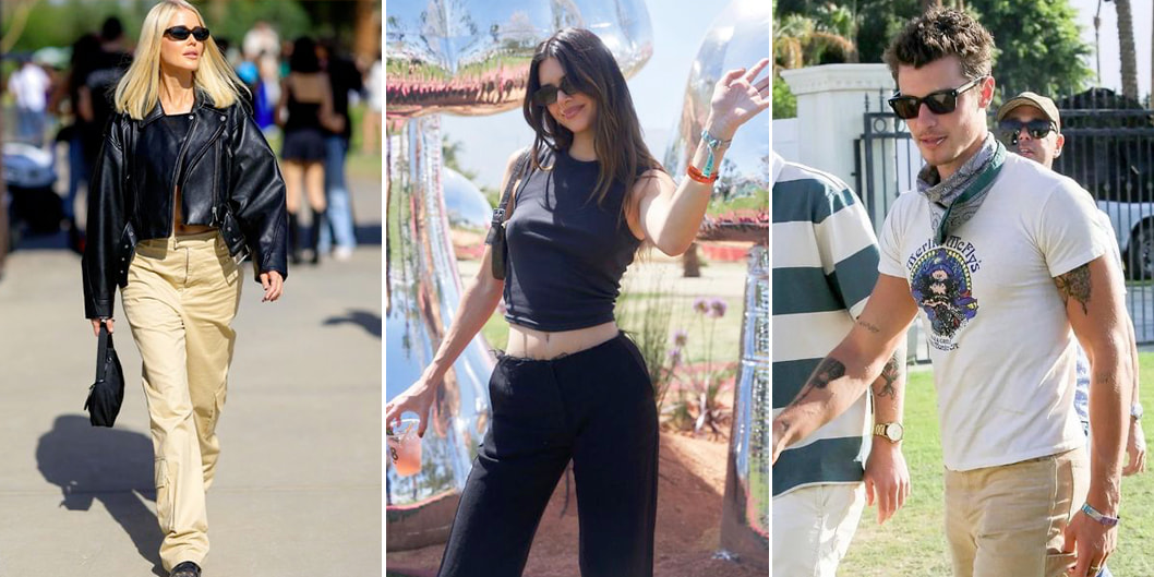 Outfit Coachella 2023 di Georgia Sinclair, Kendall Jenner e Shawn Mendes.