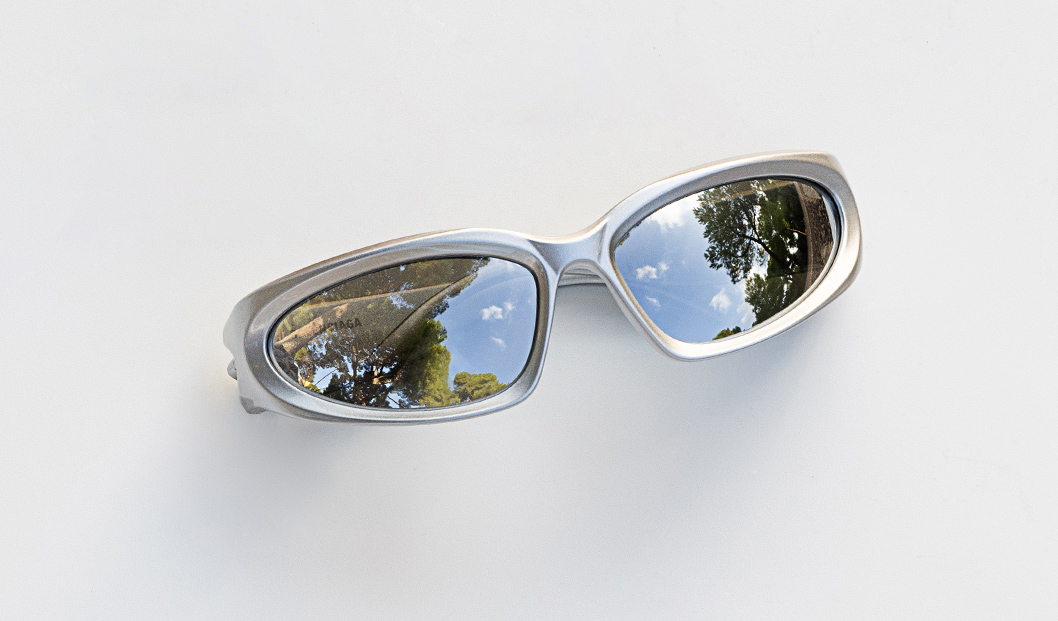 Balenciaga’s silver mirrored sunglasses