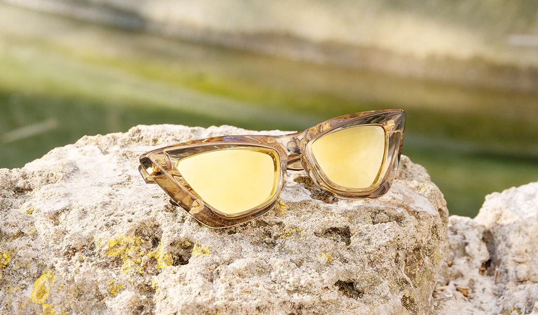 Balenciaga gold cat-eye mirrored sunglasses