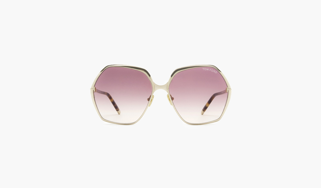 Tom Ford pink tinted sunglasses for boho capsule wardrobe